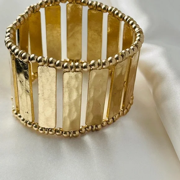 Anthropology Statement Bracelet Gold Hammered Bracelet for Women - Picture 2 of 4